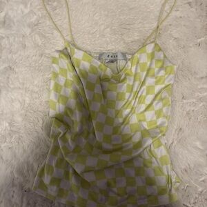 Gaze Lime Green and White Checkered Crop Top